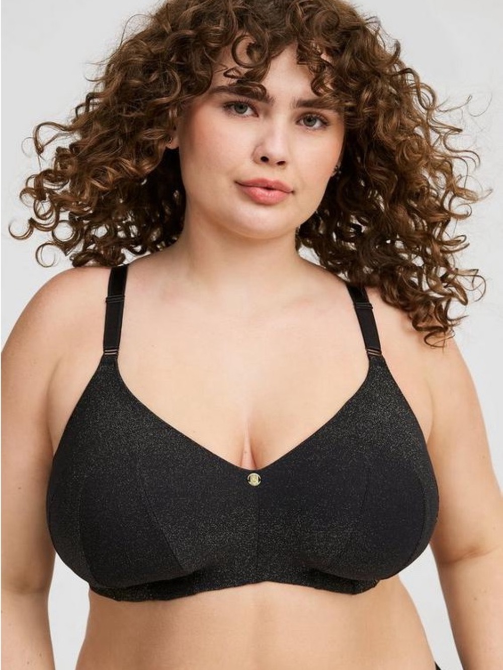 Torrid everyday wire free lightly lined shine bra - black gold shimmer
